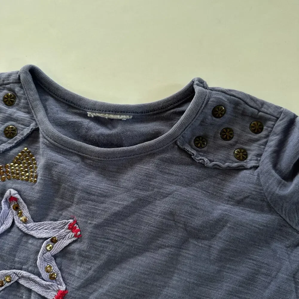Naartjie Purple Stripe Star Embroidered Long Sleeve Top